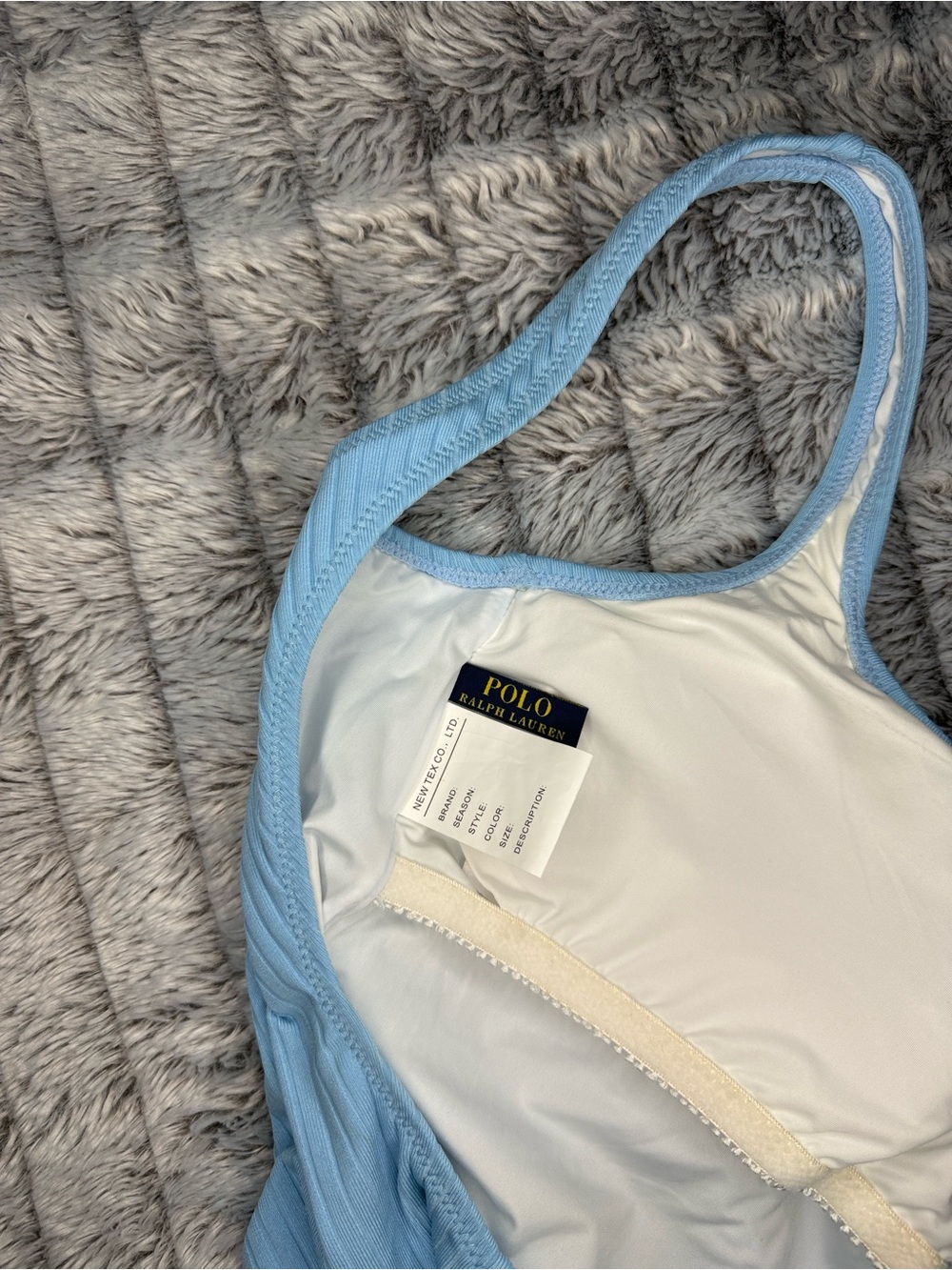 Polo by Ralph Lauren Ribbed Scoop One-Piece Swimsuit - Light Blue - Picture 5 of 6